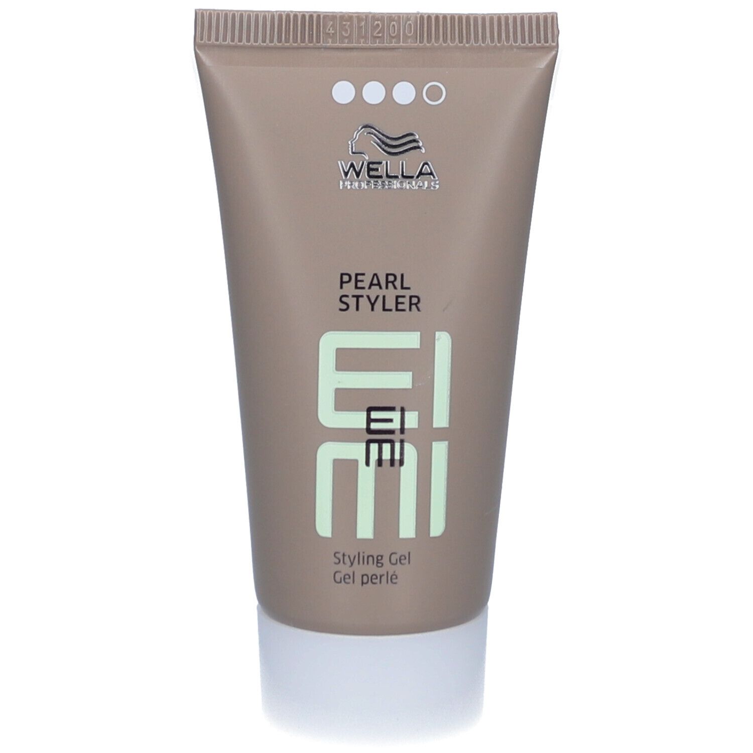 Wella Eimi Pearl Styler Gel Tube. Beige Tube mit weißem Deckel. Produktname und Marke sichtbar.