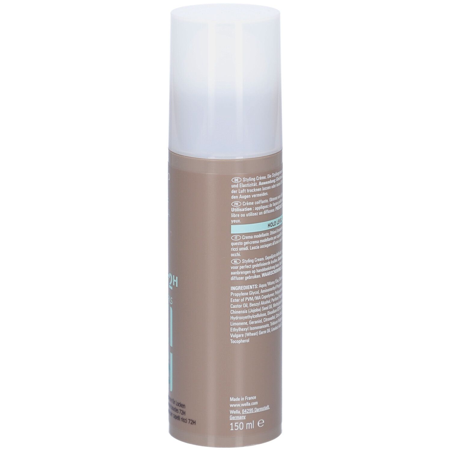 Braune Flasche mit weißem Pumpspender, 150 ml Styling-Creme.