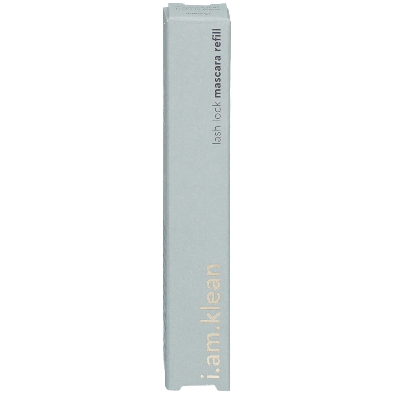 Verpackung für Mascara-Nachfüllung. Text: i.am.klean, lash lock mascara refill.