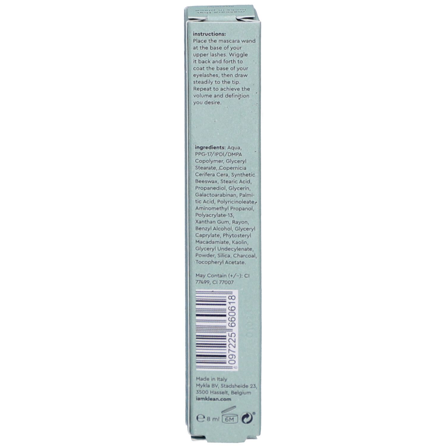 Verpackung mit Text und Barcode. Text: Inhaltsstoffe, Anwendungshinweise. Barcode.