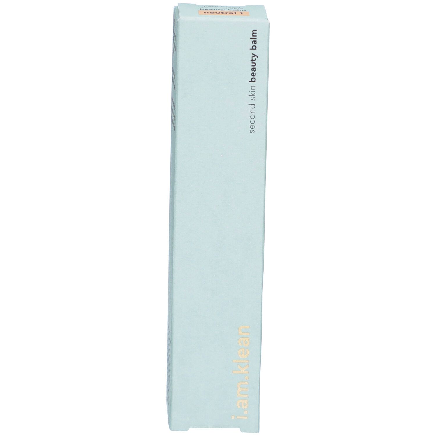 Hellblaue Schachtel. Aufschrift: i.am.klean, second skin beauty balm, neutral 1.