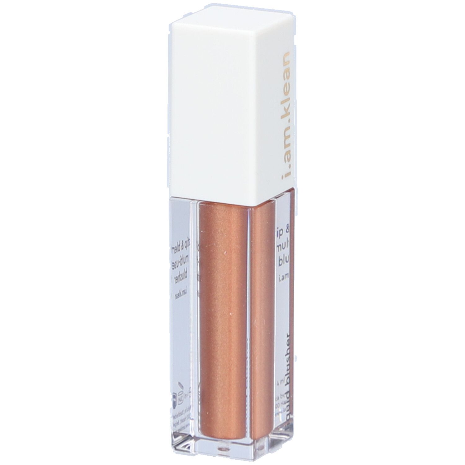 Flüssiger Highlighter. Transparente Flasche mit weißem Deckel. Aufschrift: i.am.klean, liquid blusher.
