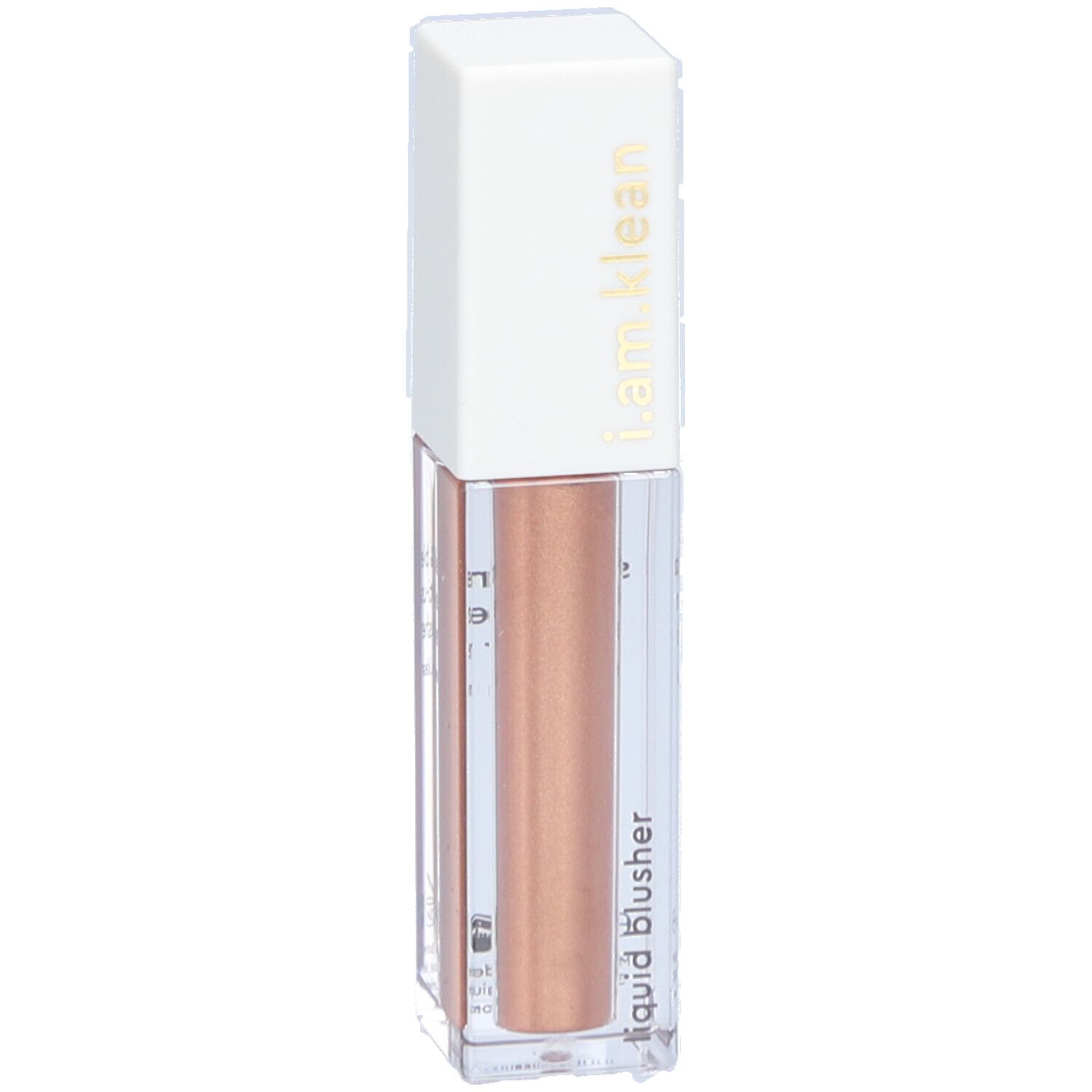 Flüssiger Highlighter. Transparente Flasche mit weißem Deckel. Aufschrift: i.am.klean, liquid blusher.