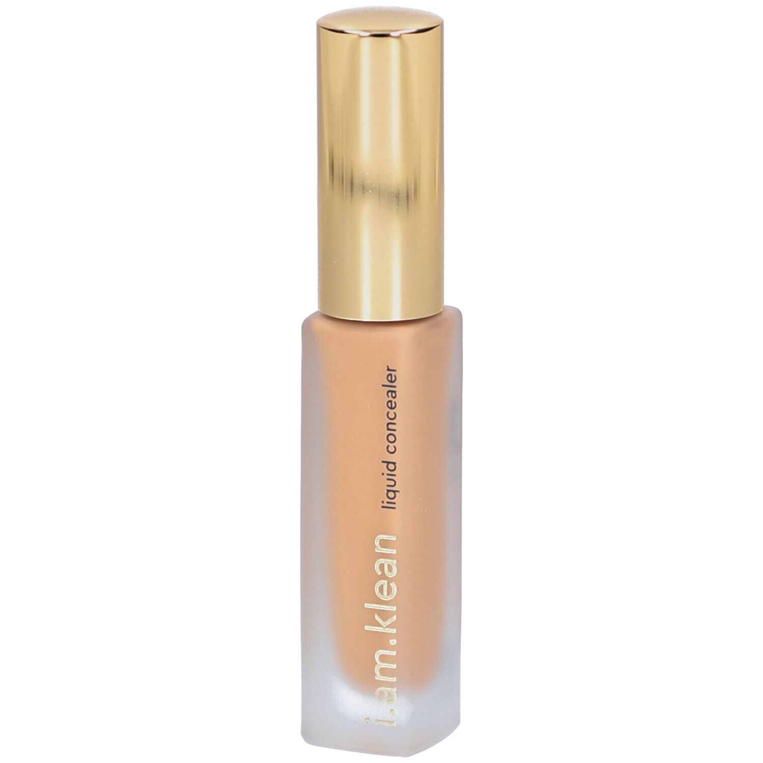 Flüssiger Concealer in einer rechteckigen Flasche mit goldenem Deckel. Auf der Flasche steht "i.am.klean liquid concealer".