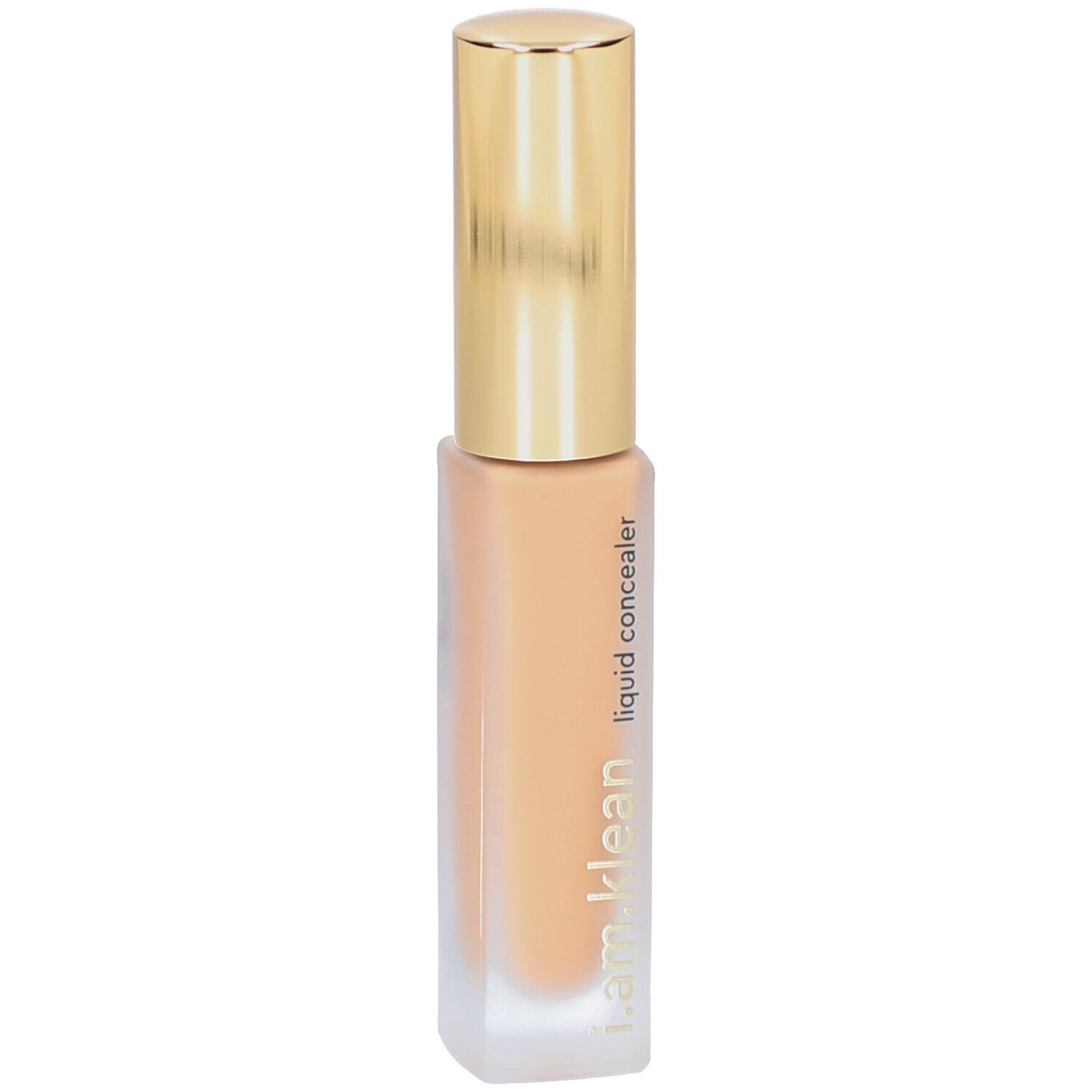 Flüssiger Concealer in einer rechteckigen Flasche mit goldenem Deckel. Auf der Flasche steht "i.am.klean liquid concealer".