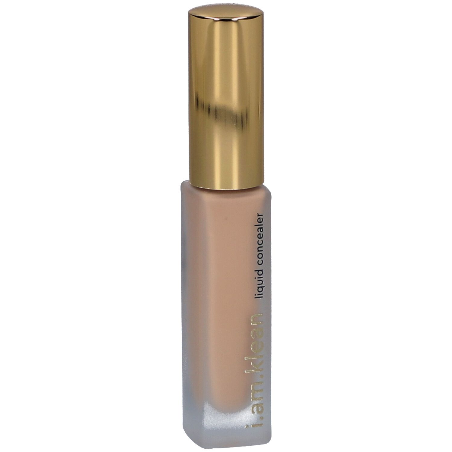 Flüssiger Concealer in einem rechteckigen Glasfläschchen mit goldenem Deckel. Beschriftung: "i.am.klean liquid concealer".