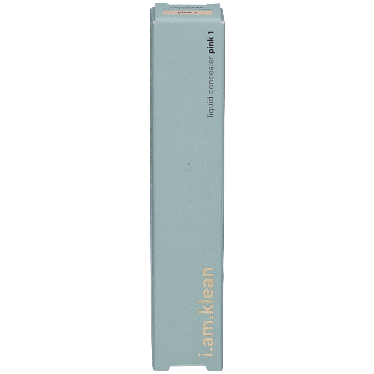 Hellblaue Schachtel. Aufschrift: liquid concealer pink 1, i.am.klean.