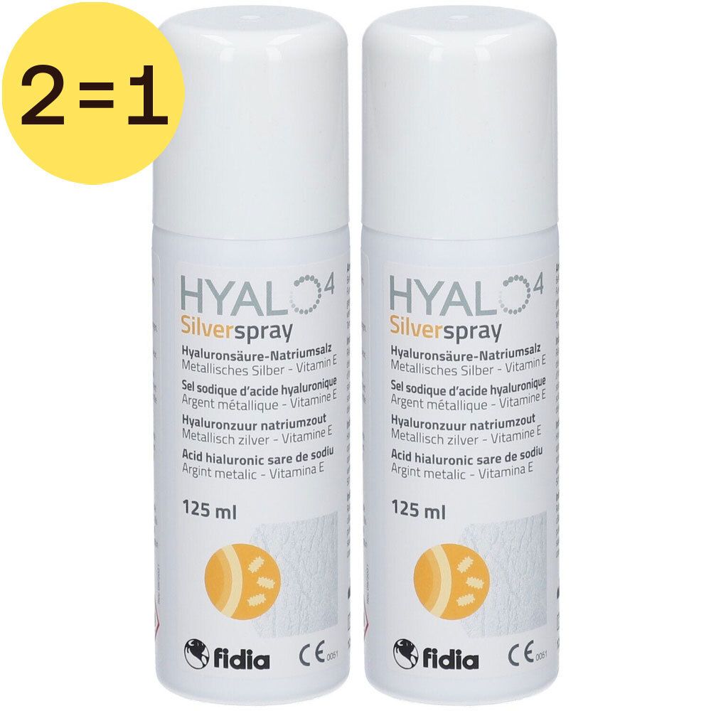 Hyal04 Silver Spray, 125ml, à l'acide hyaluronique et vitamine E.
