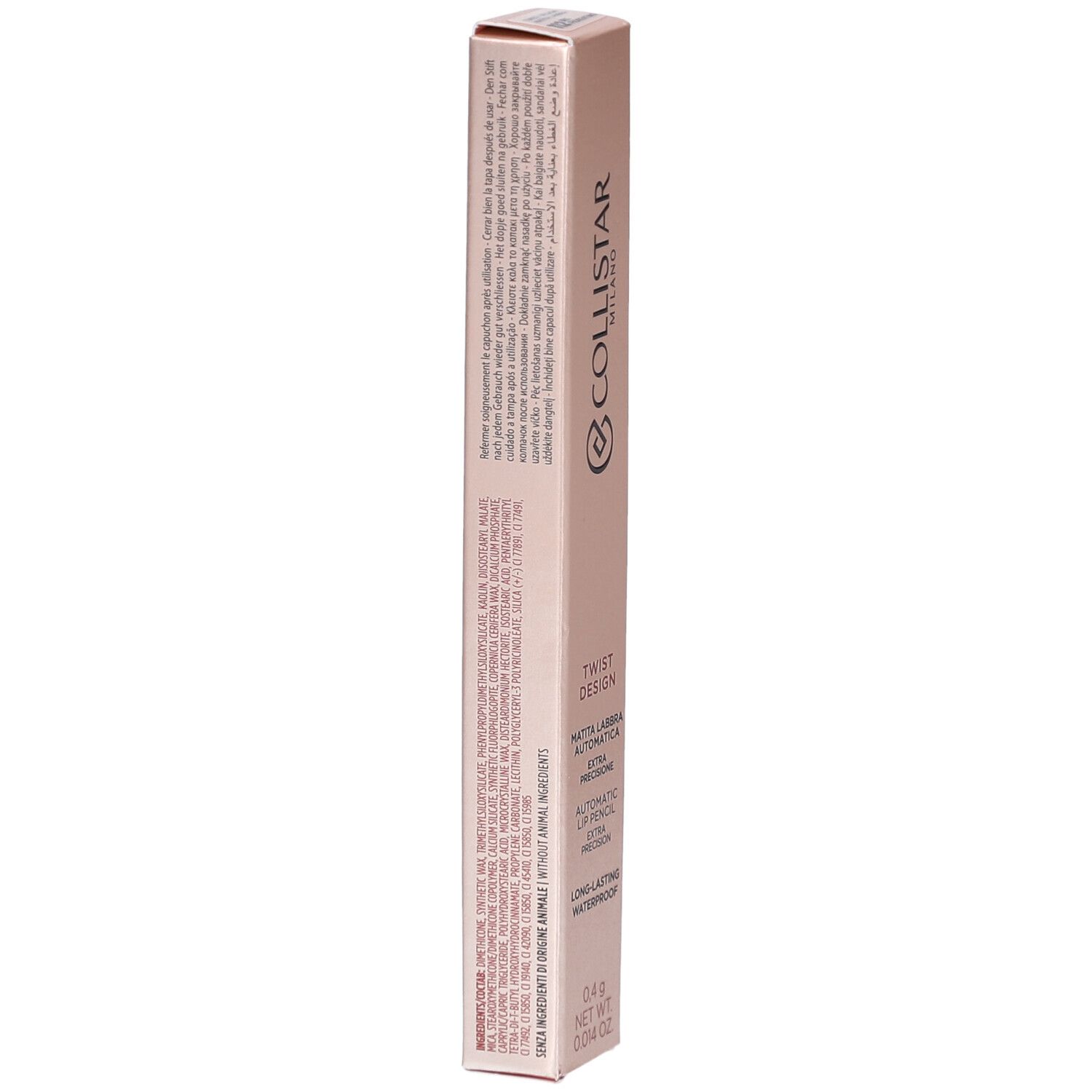 Collistar Eyeliner Verpackung, mattrosa, mit Text und Logo.
