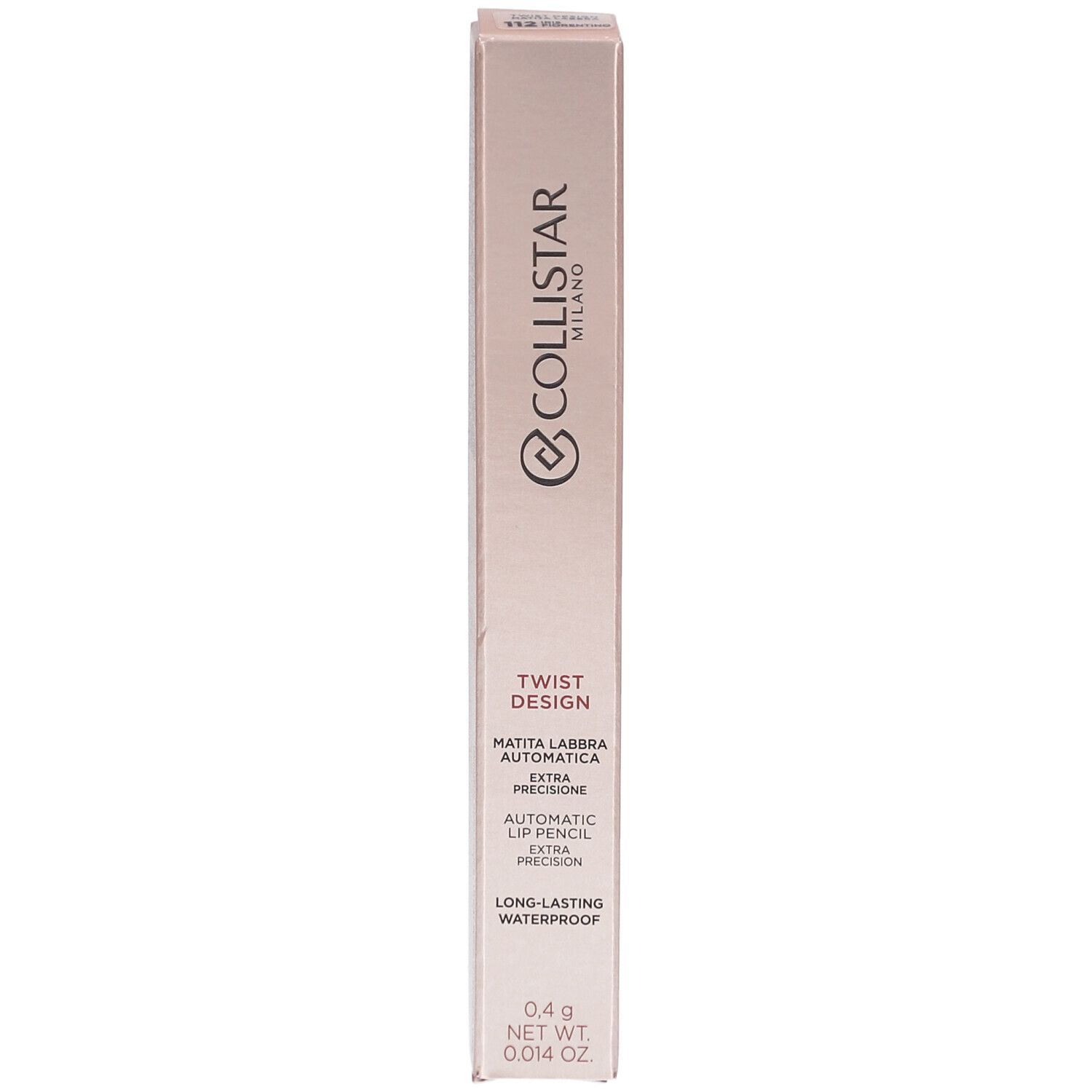 Collistar Milano Lippenstift-Verpackung, Twist Design, automatisch, wasserfest, 0,4g.
