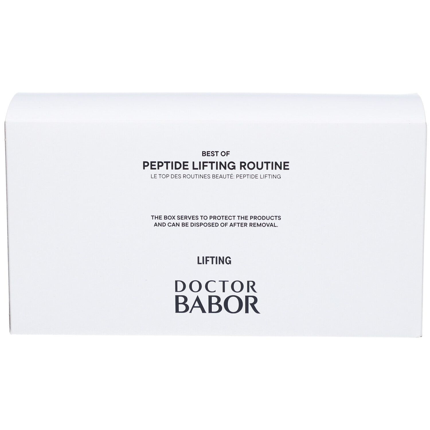 Weiße Schachtel mit Text: Best of Peptide Lifting Routine. Doctor Babor.