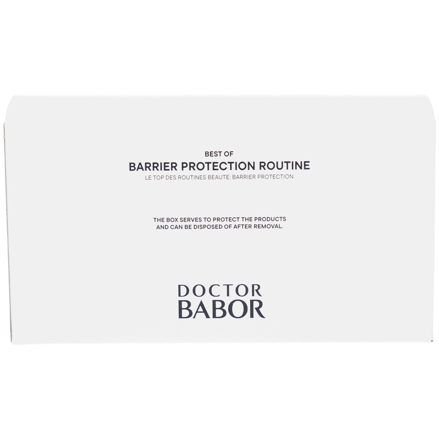 Weiße Verpackung mit Text: BEST OF BARRIER PROTECTION ROUTINE und DOCTOR BABOR.
