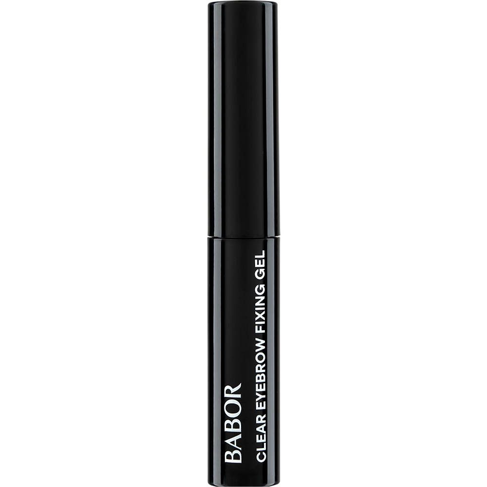 Schwarze Tube mit schwarzem Deckel. Aufschrift: BABOR CLEAR EYEBROW FIXING GEL.
