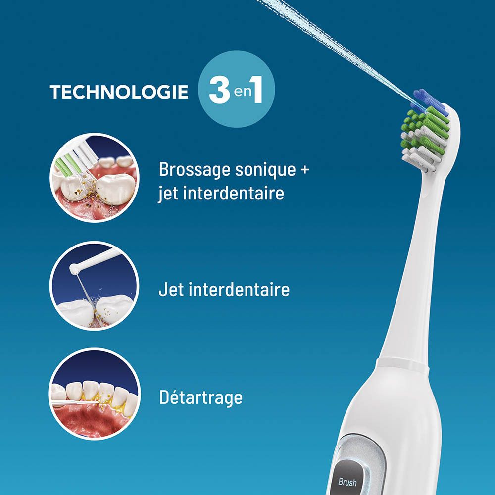 Haepi Brosse à dents Julia avec jet interdentaire et tête de détartrage