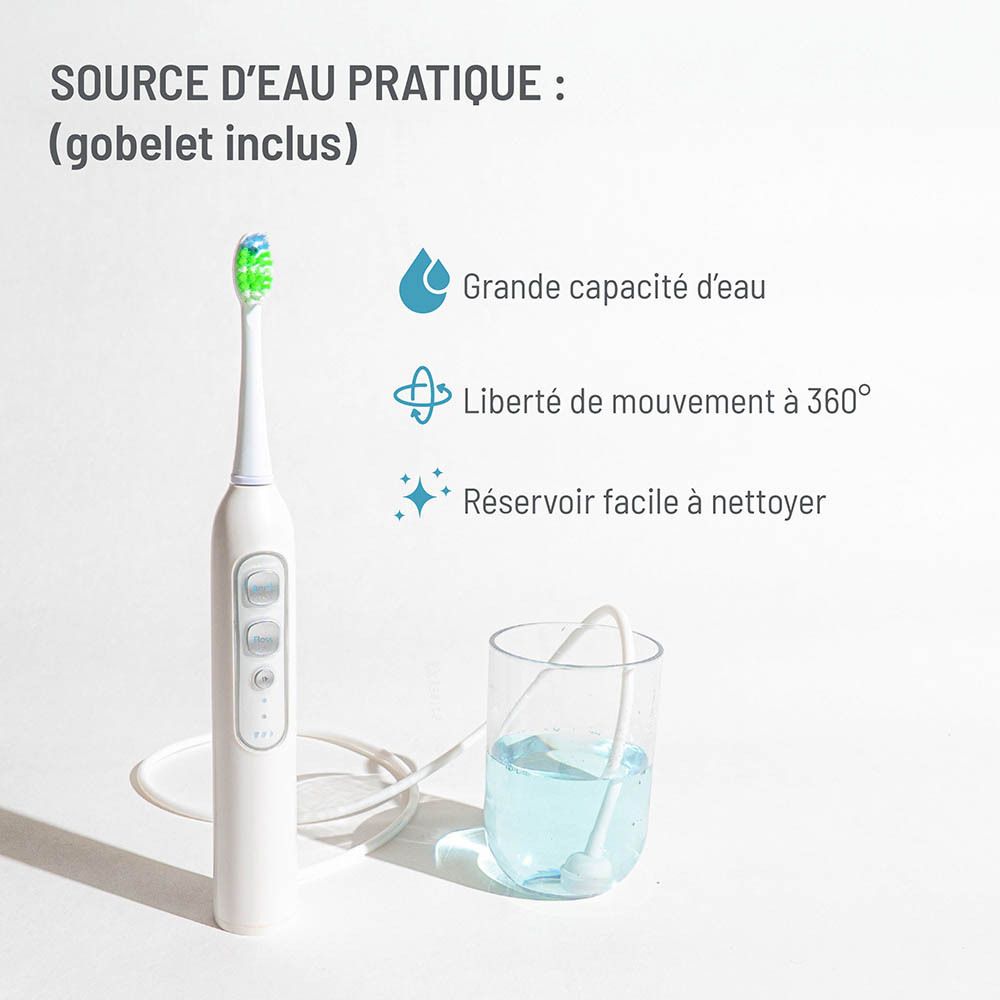 Haepi Brosse à dents Julia avec jet interdentaire et tête de détartrage