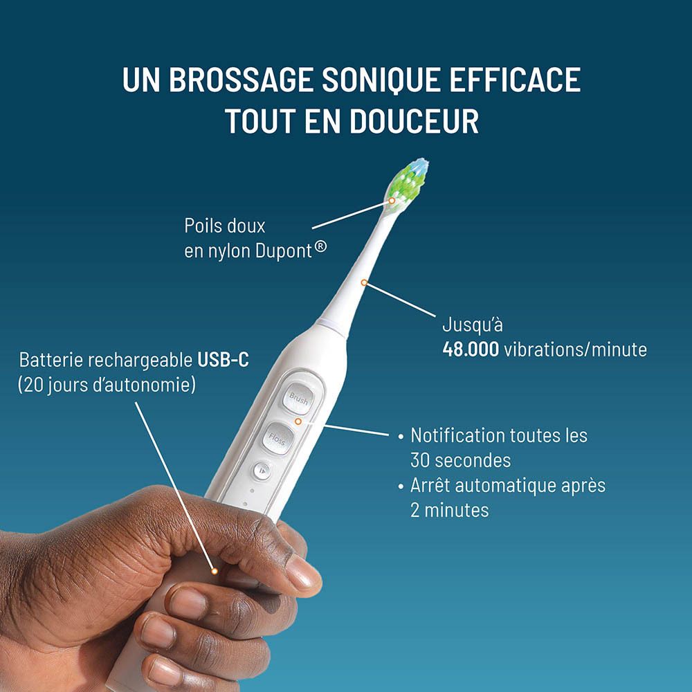 Haepi Brosse à dents Julia avec jet interdentaire et tête de détartrage