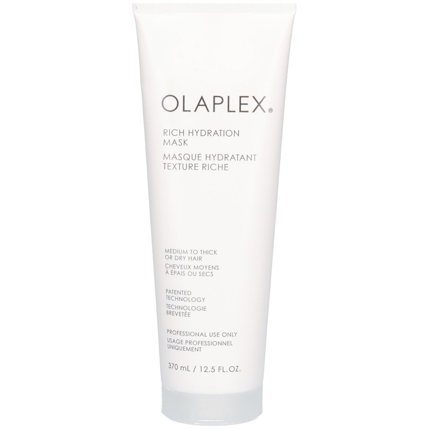 Weiße Tube mit Olaplex Rich Hydration Mask, 370 ml.