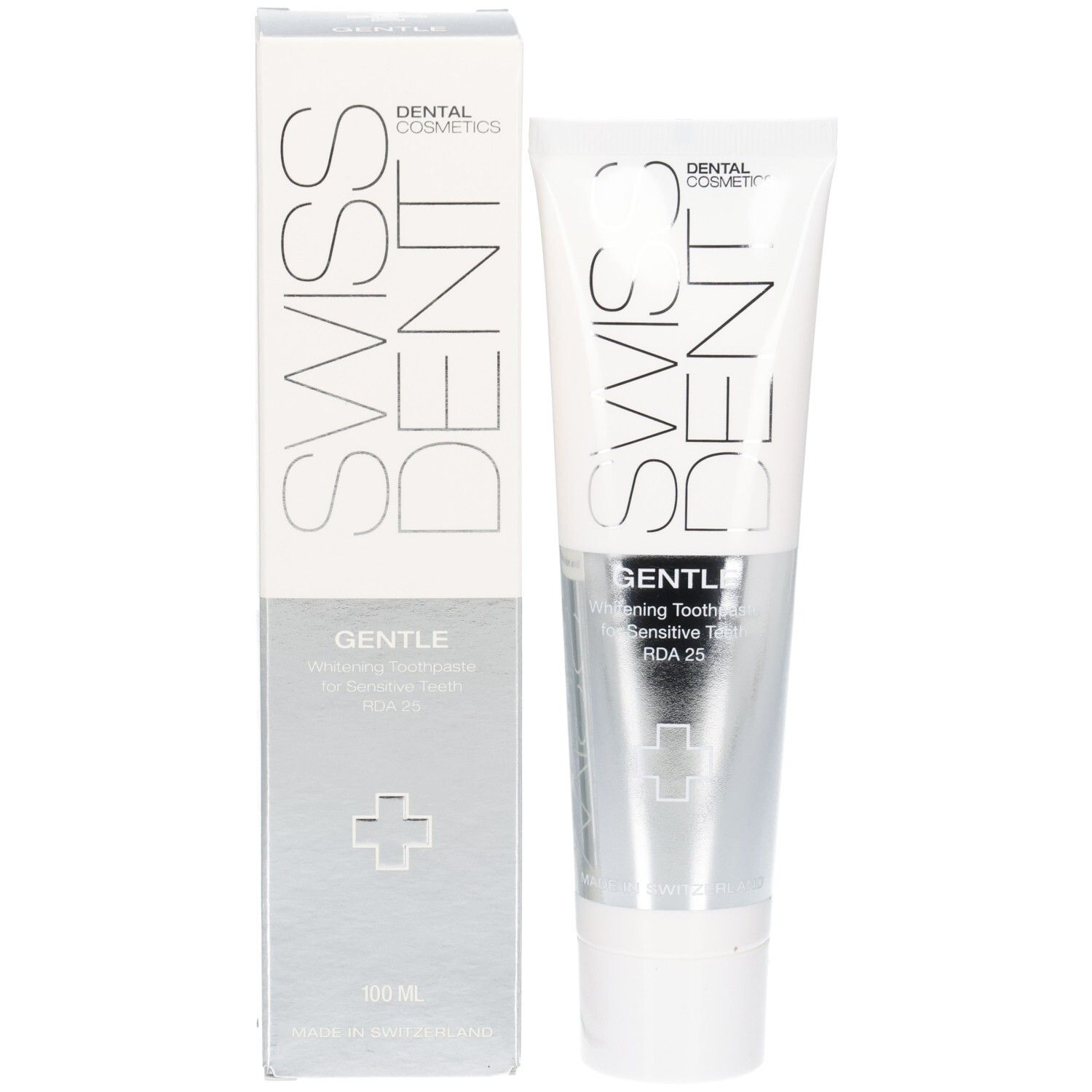 Swiss Dent Gentle Zahnpasta, 100 ml. Whitening Toothpaste for Sensitive Teeth, RDA 25.