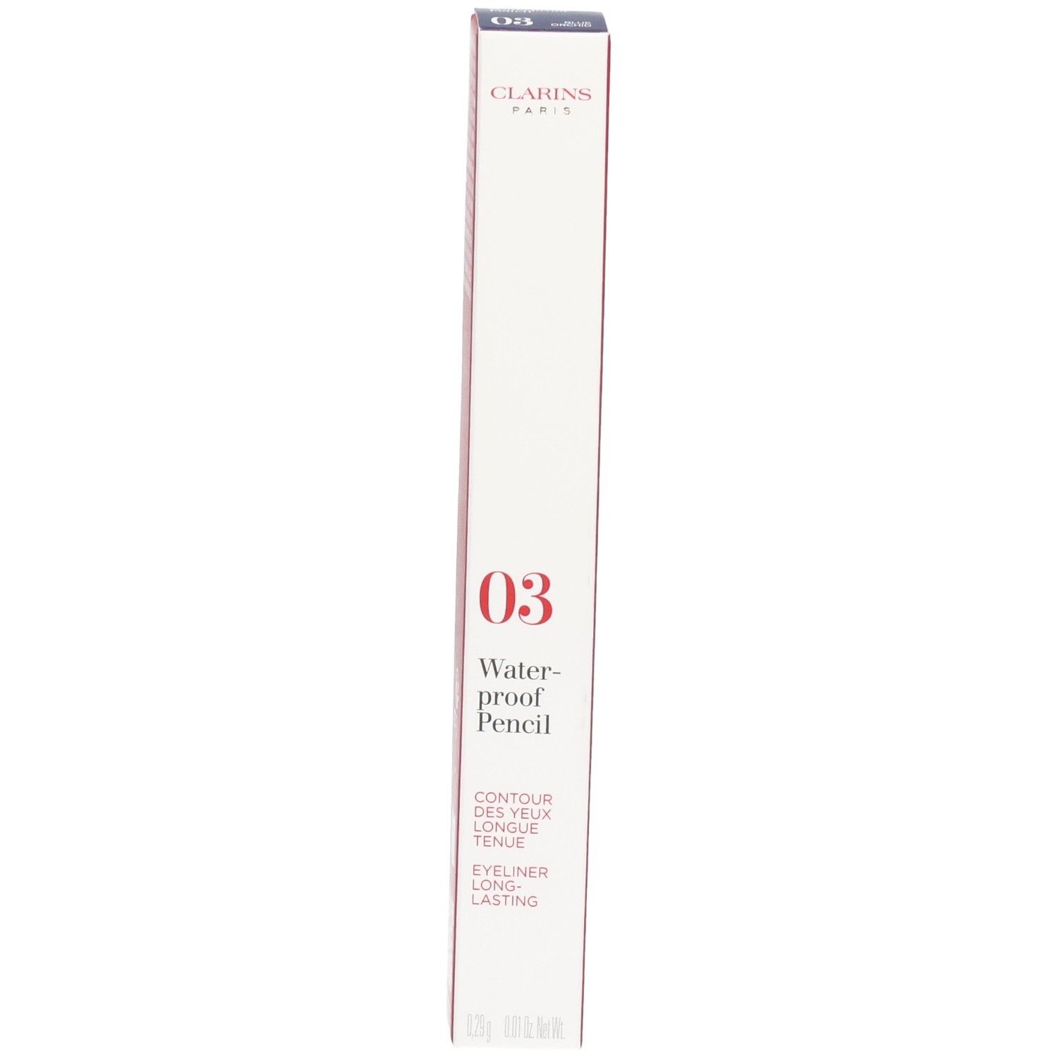Clarins Waterproof Pencil, Nummer 03, in weißer Verpackung mit roter Schrift.