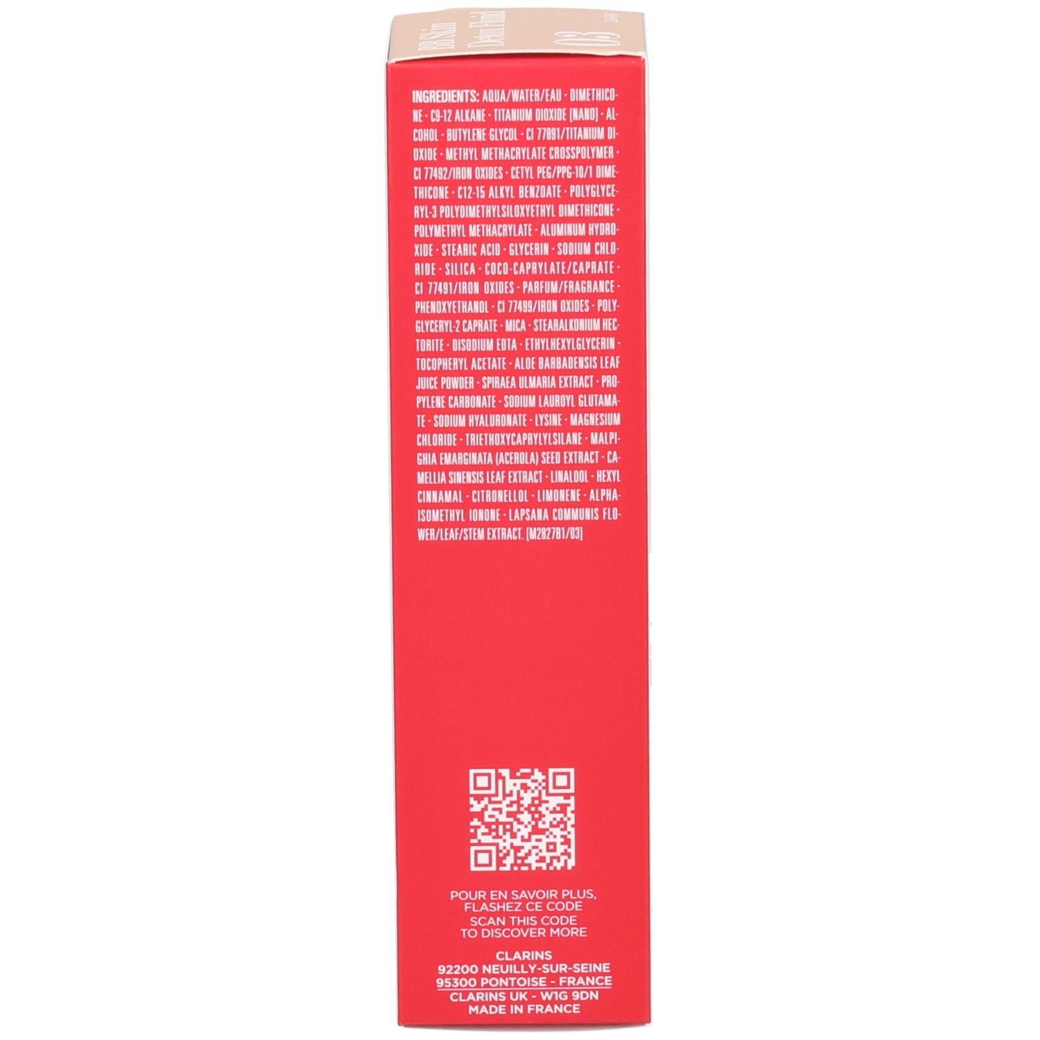 Clarins BB Skin Detox Fluid SPF25 03 Dark Karton Rückseite mit Text.