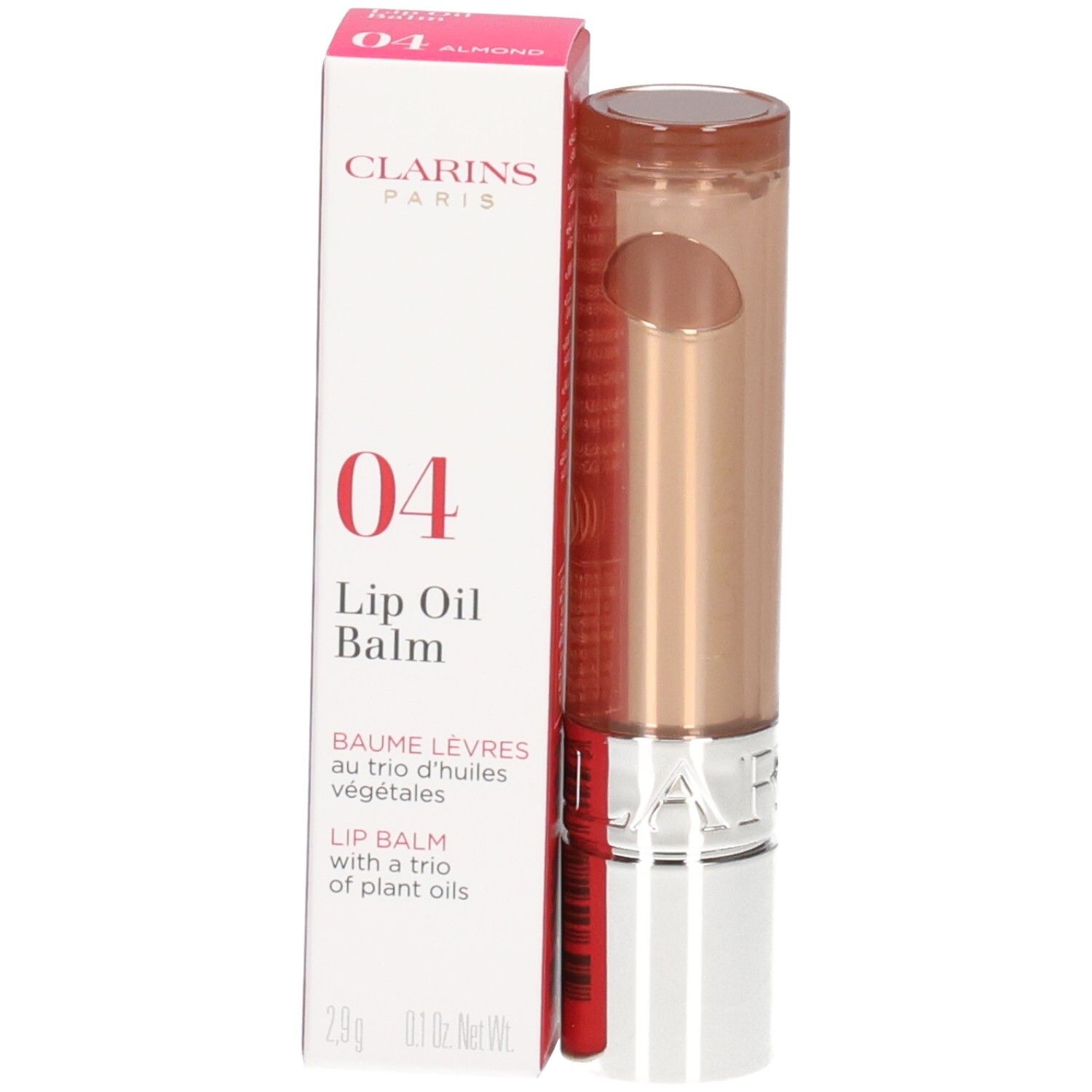 Clarins Lip Oil Balm 04 in Umverpackung und Applikator.