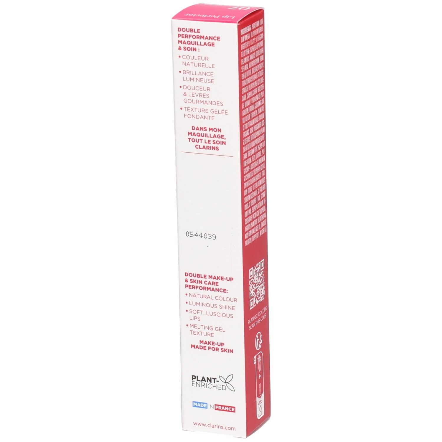 Verpackung für ein doppeltes Make-up- und Hautpflegeprodukt mit Textangaben.