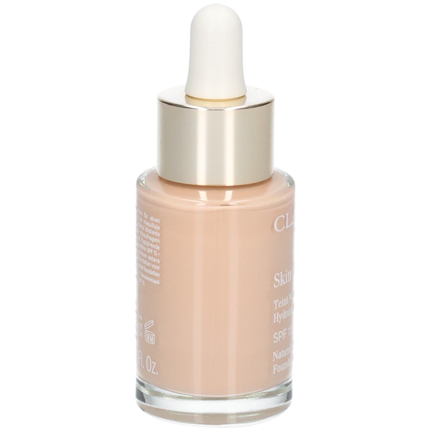 Clarins Skin Illusion Foundation, 107 Beige, Rückseite mit Text.