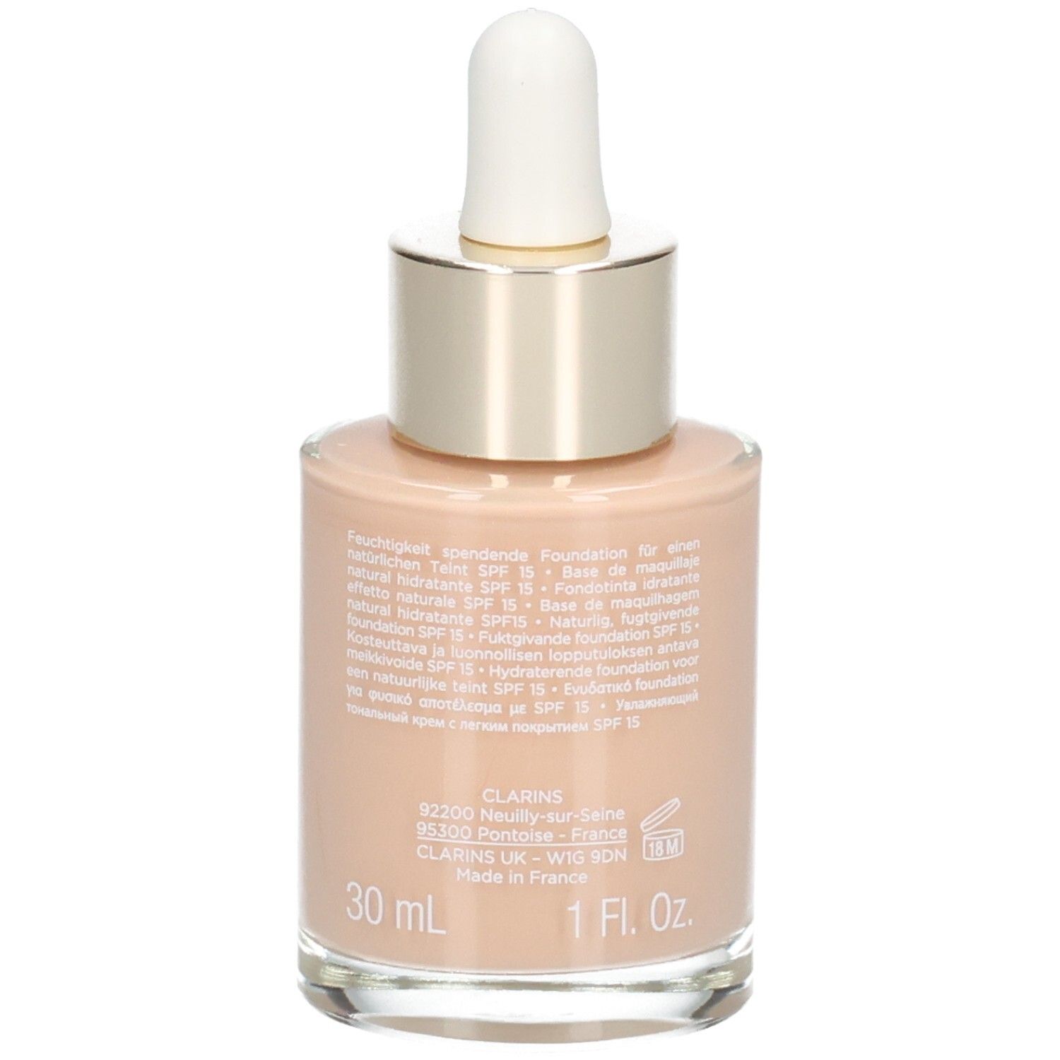 Clarins Skin Illusion Foundation, 107 Beige, 30ml, mit Pipette.