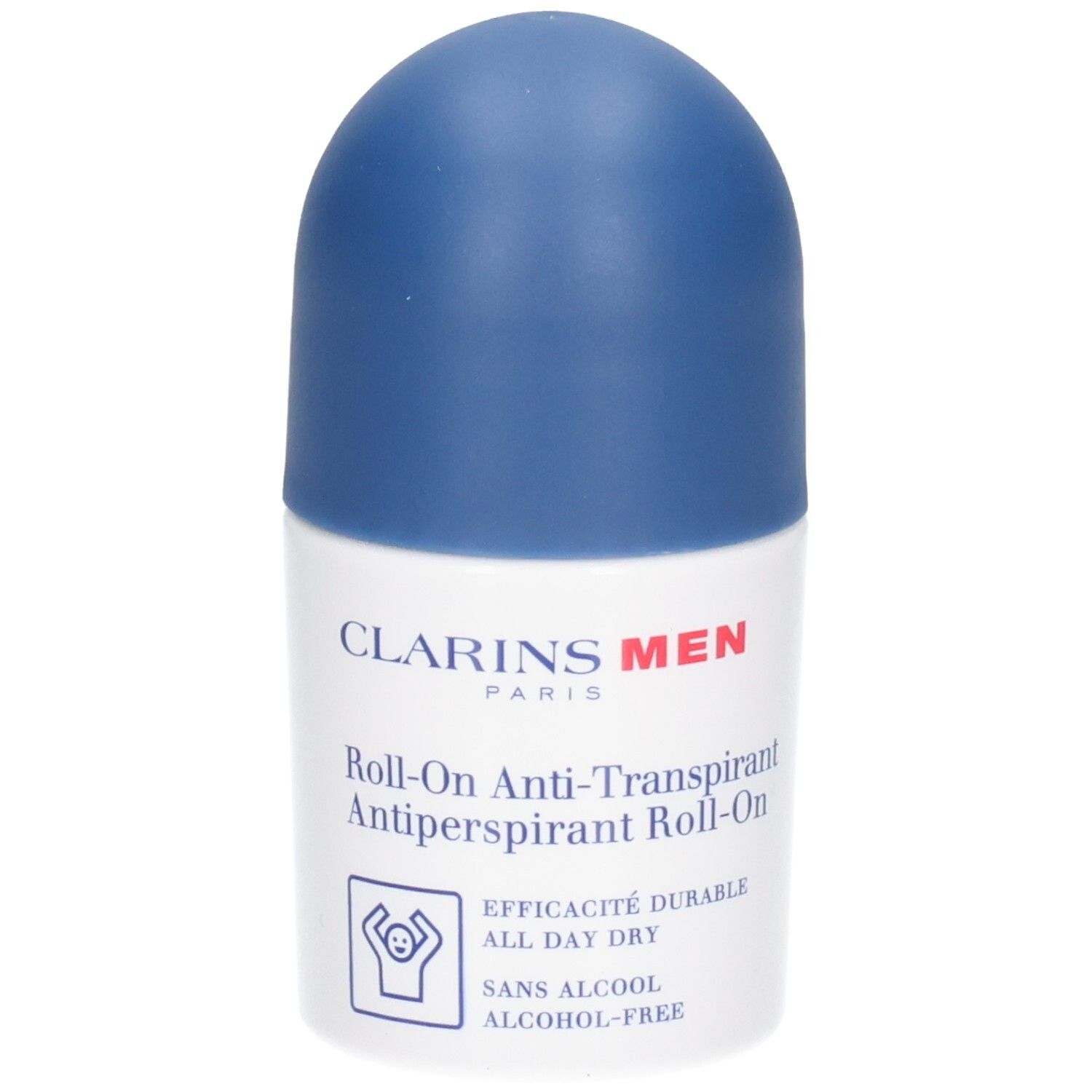 Clarins Men Roll-On Anti-Transpirant mit blauem Verschluss. Alkohol-frei.