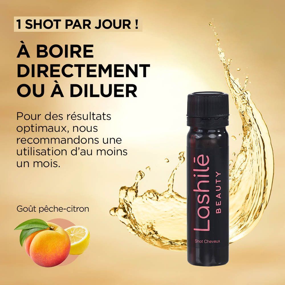 Représentation en forme de goutte. Texte : Absorption rapide. Biodisponibilité optimale. Liquide jaune.