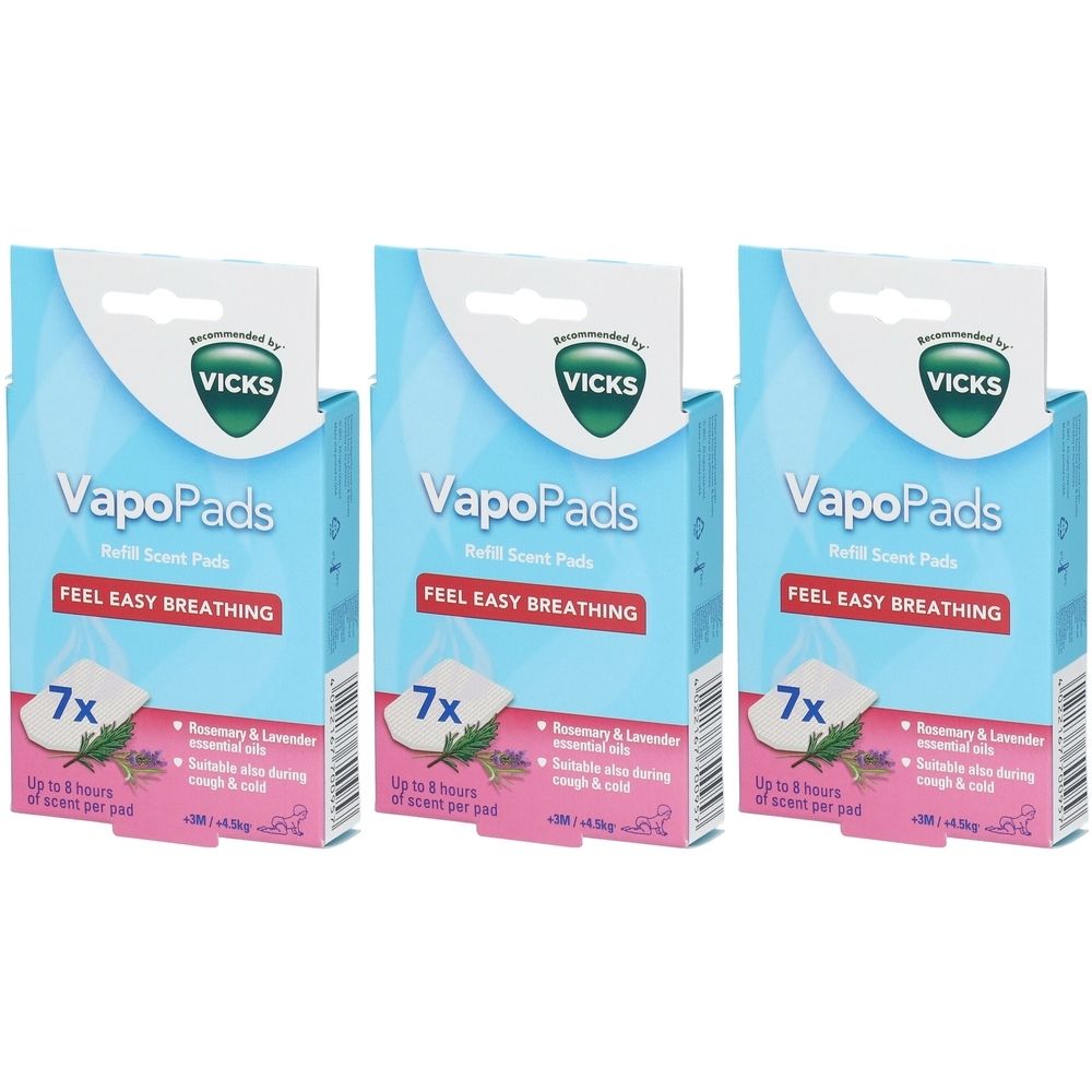 Vicks Vapopads Paediatric Romarin/Lavande +3 Mois/+4,5 kg