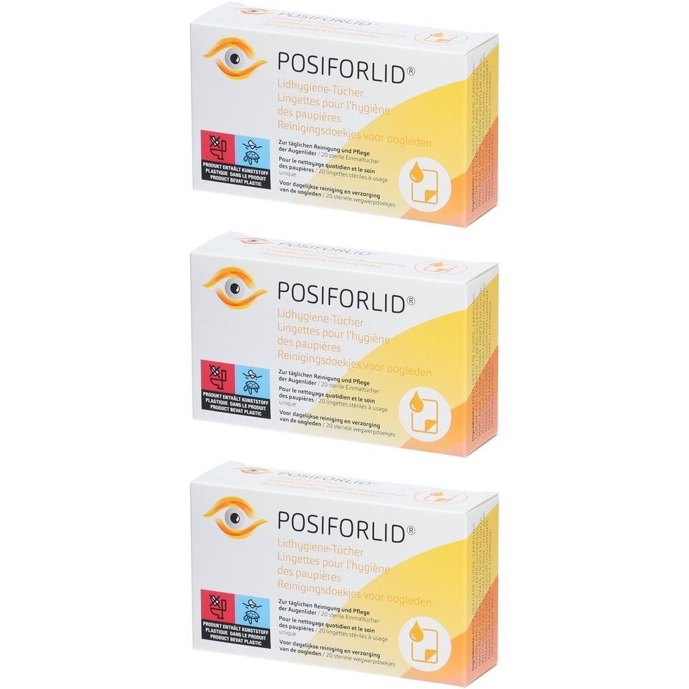 Lingettes nettoyantes POSIFORLID pour les yeux, lot de 3.