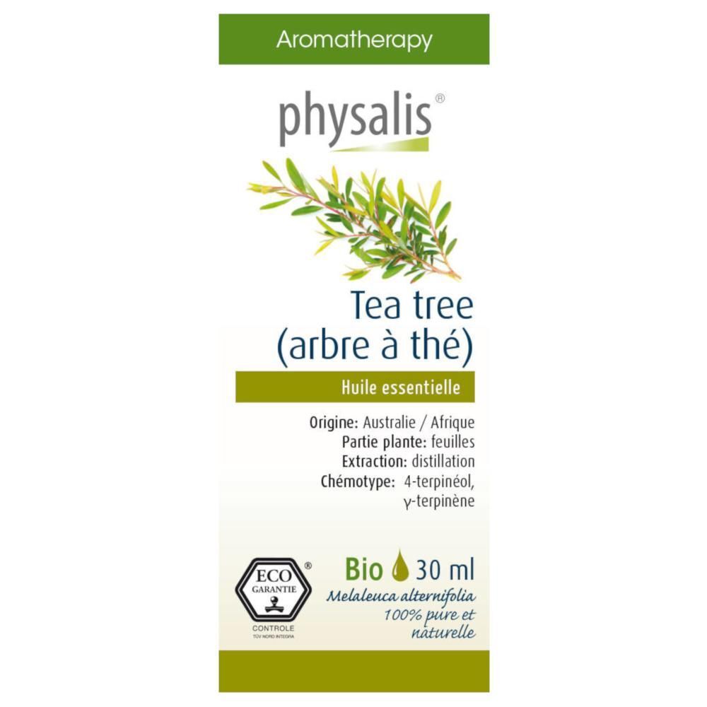 Huile essentielle d'arbre à thé (Melaleuca alternifolia) Physalis, 30 ml, certifiée Bio.