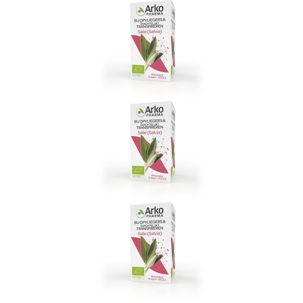 Drie dozen met logo en tekst. Bio-certificering. Witte achtergrond. Productnaam en afbeelding van bladeren.