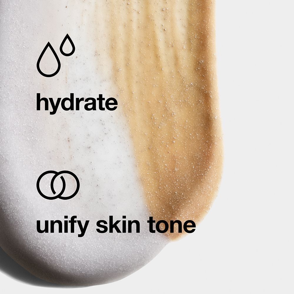 Produktprobe CLINIQUE Dramatically Different™ Moisturizing BB-Gel. Textur mit Icons: Wassertropfen für 'hydrate', Kreise für 'unify skin tone'.