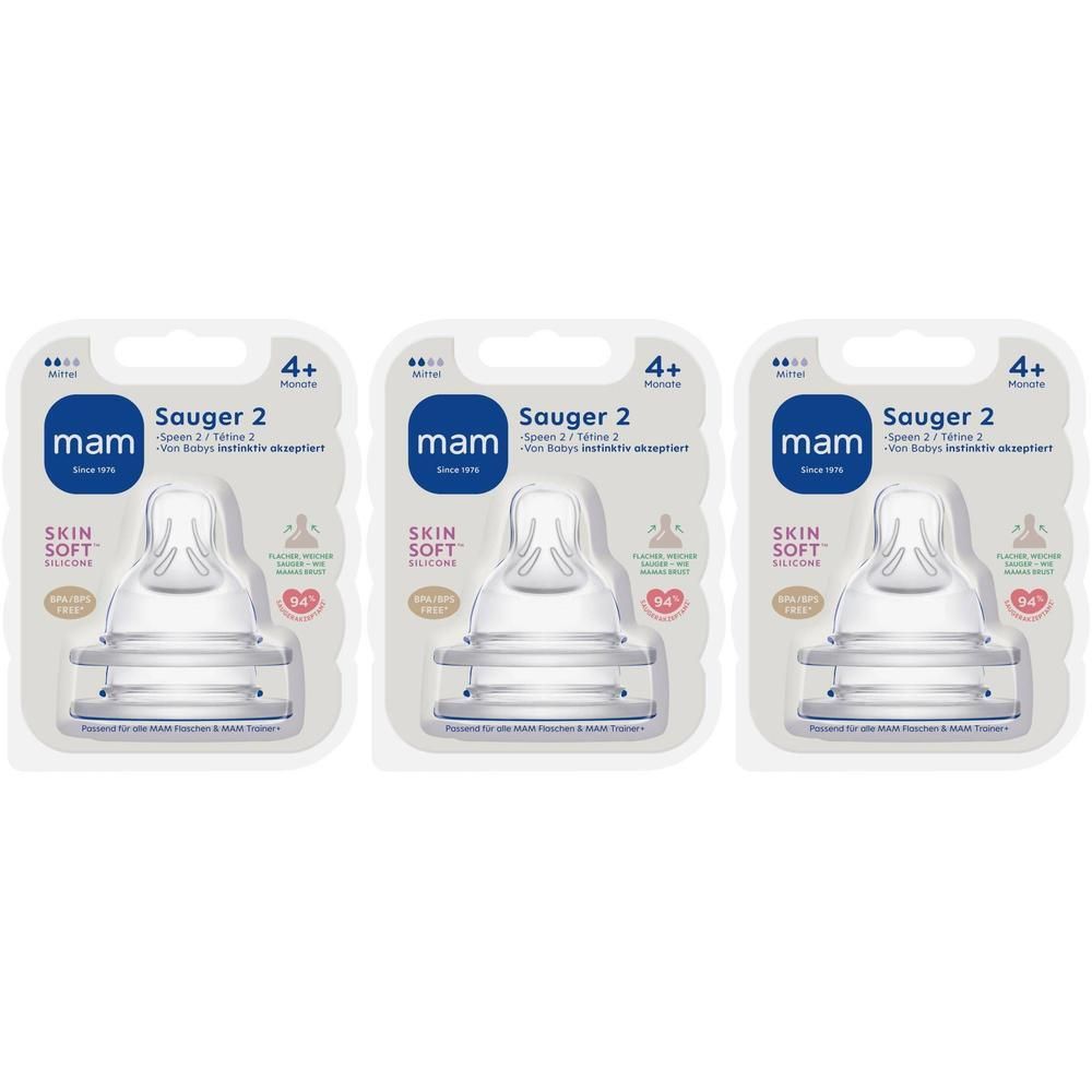 MAM Speen Maat 2 - 4m+ x3 3x2 St Sauger