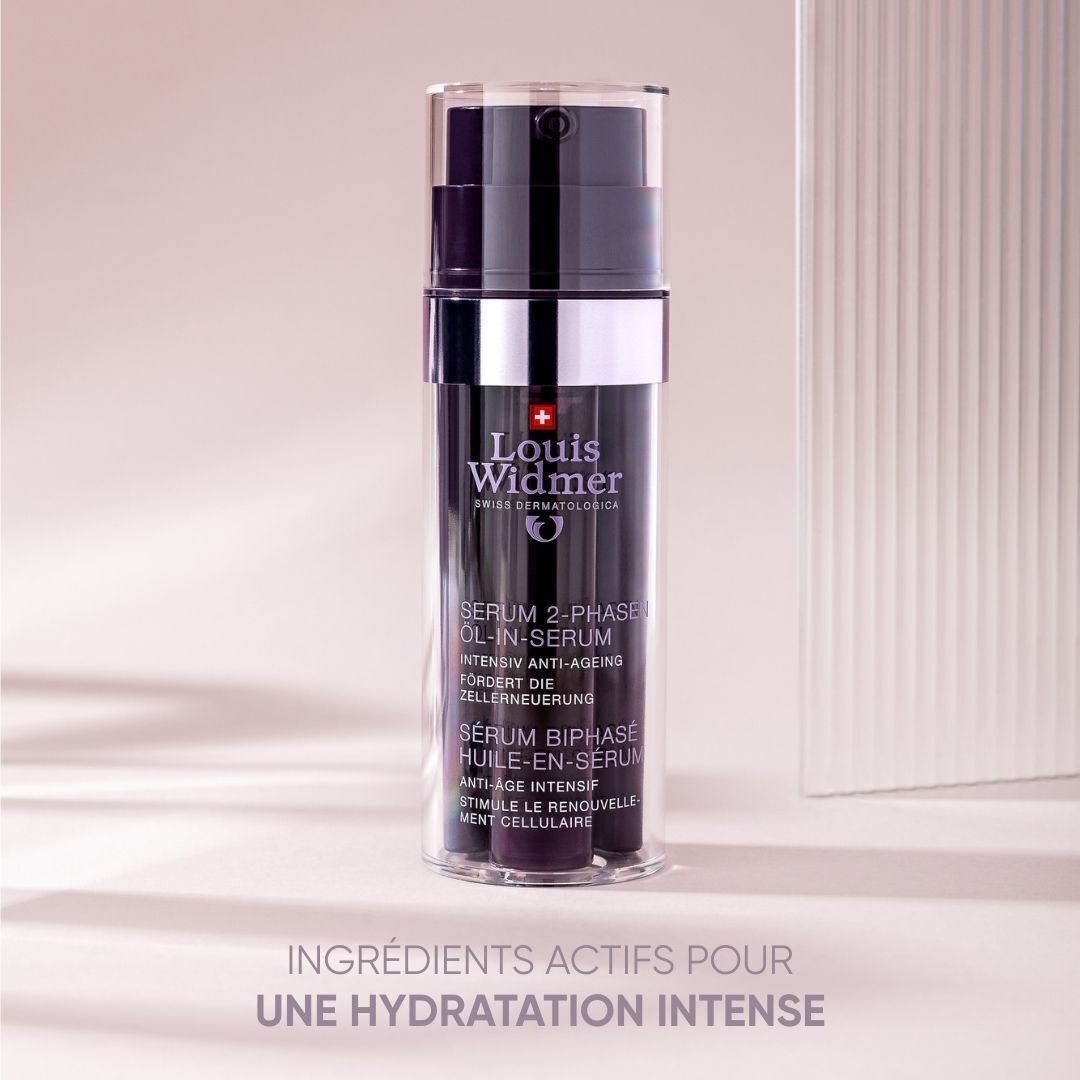 Femme à la peau lisse, sérum Louis Widmer ProDerm Anti-Âge.