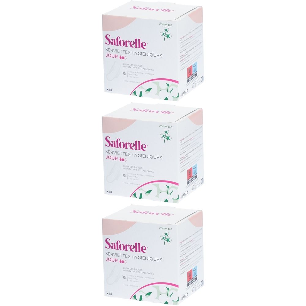 Drie pakken Saforelle hygiënische dagdoekjes.