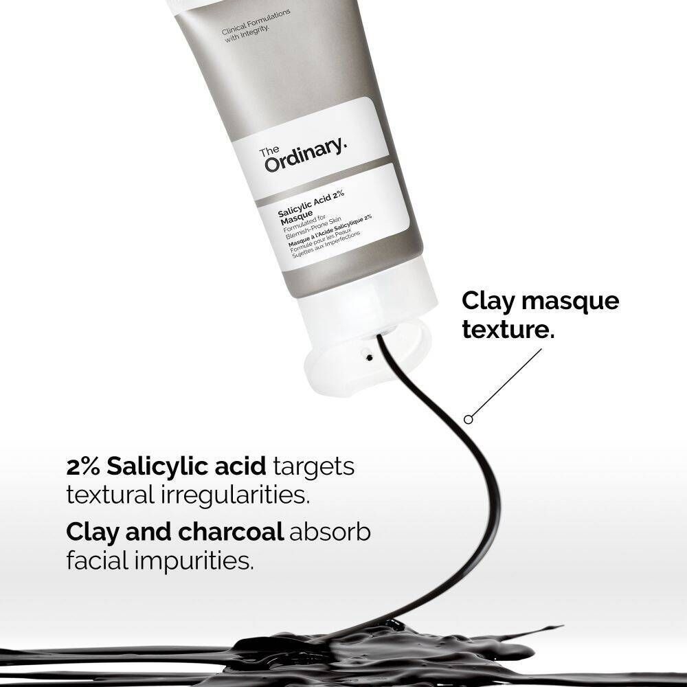 The Ordinary Salicylic Acid 2% Maske mit Tonerde und Aktivkohle zur Absorption von Hautunreinheiten.