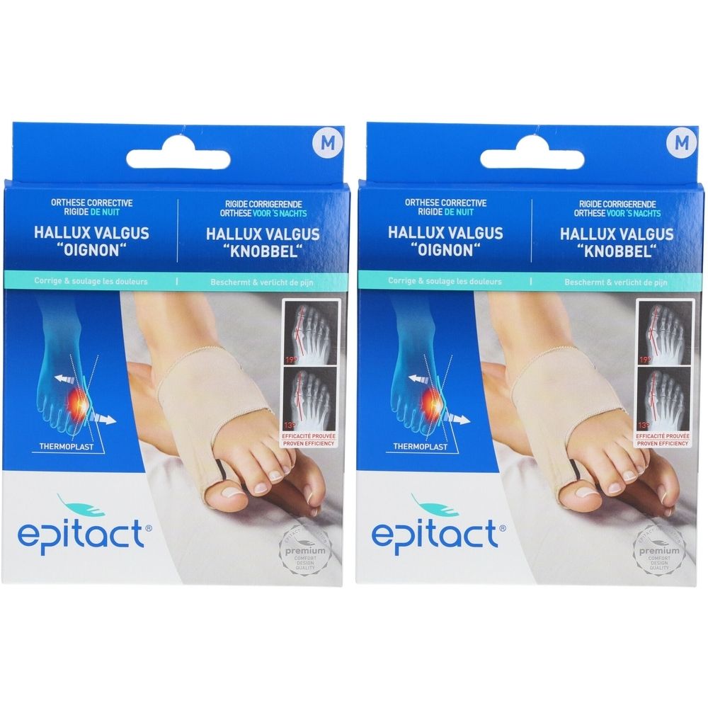 Deux orthèses Epitact Hallux Valgus pour la nuit.