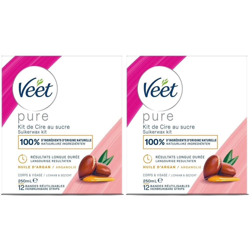 Veet Pure Suikerwax Kit Lichaam en Gezicht Arganolie