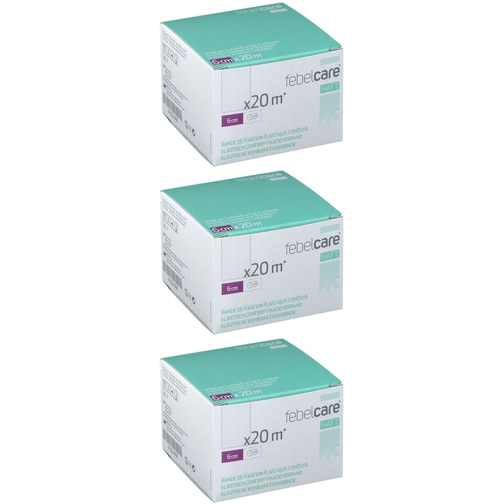 Trois paquets de ruban adhésif élastique rebelcare, 20m.