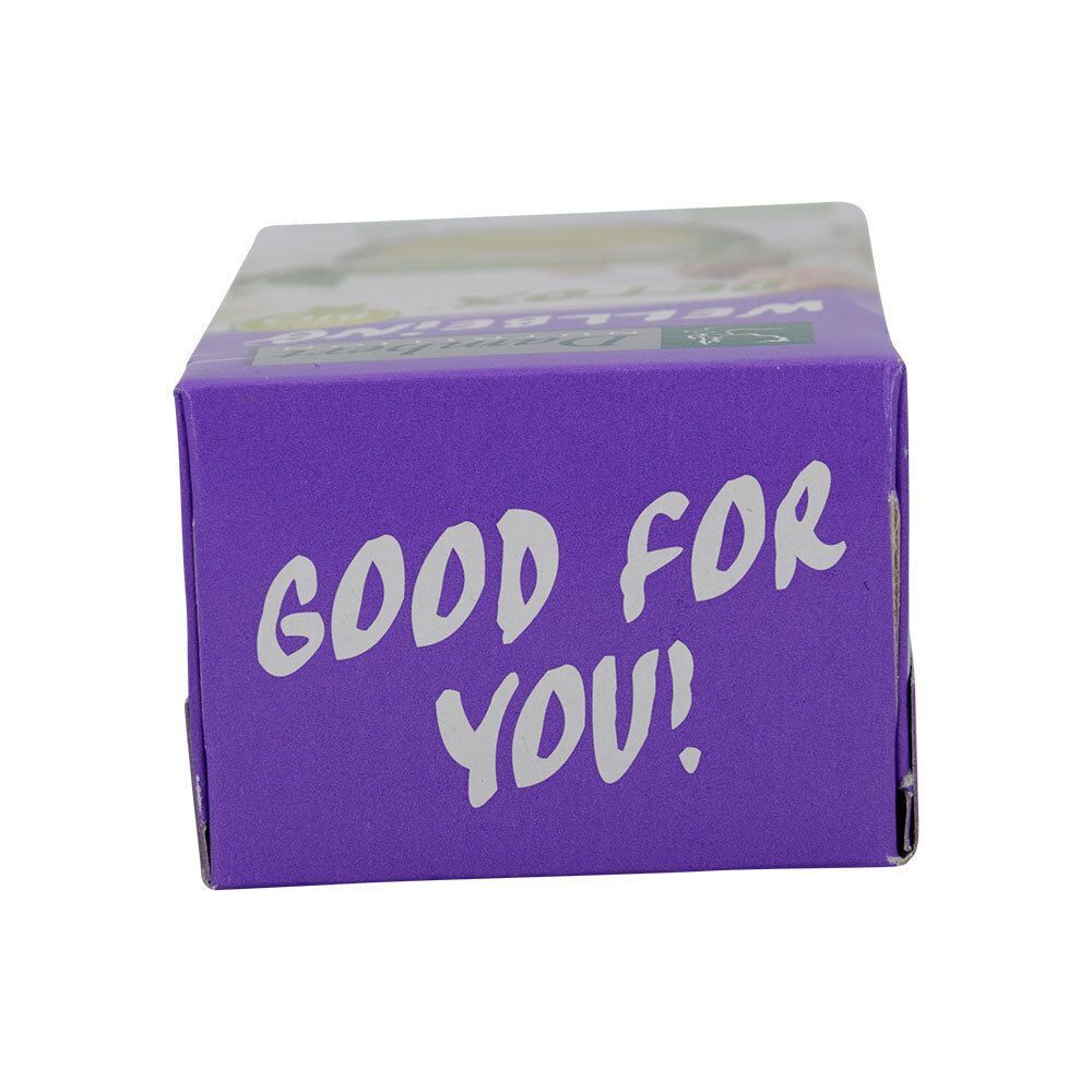Die Oberseite der Damhert Wellbeing Detox Tee-Verpackung mit dem Text 'GOOD FOR YOU!' in weißer Schrift.