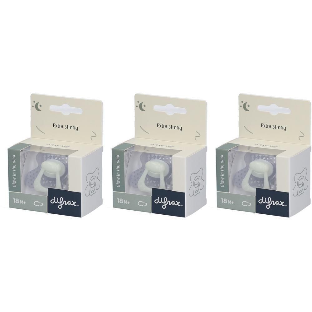 Difrax Fopspeen Glow in the Dark Natural 20 Maanden+ x3 3x1 St Sauger