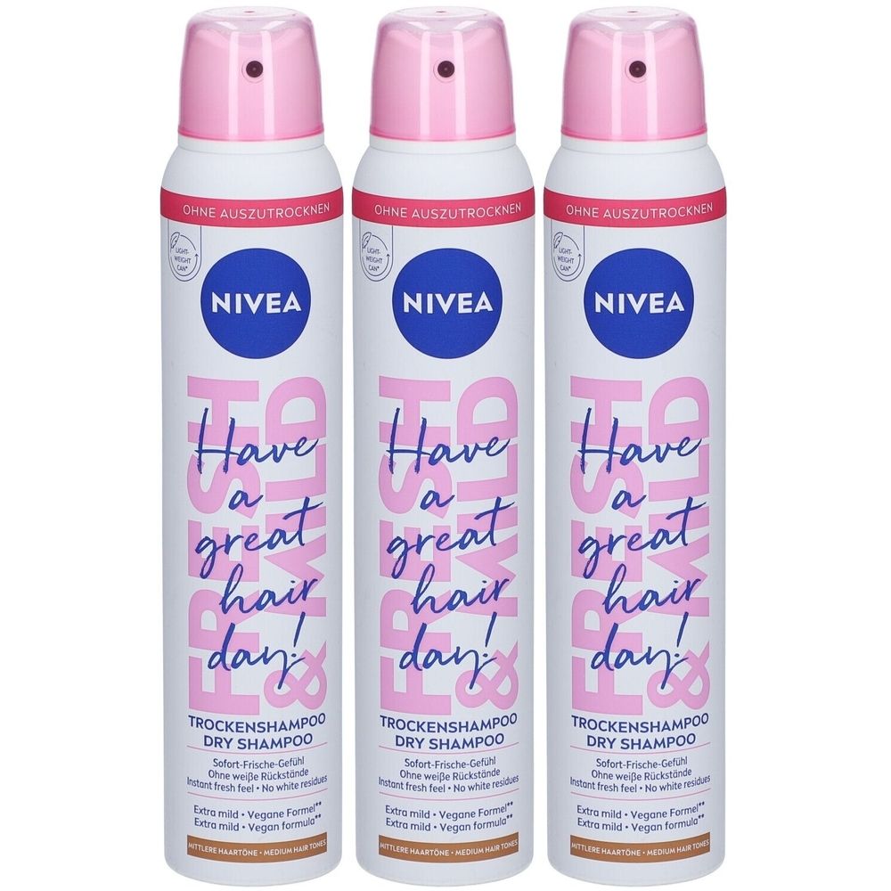 NIVEA Fresh Revive Shampooing Sec  3 en 1 Cheveux Châtains