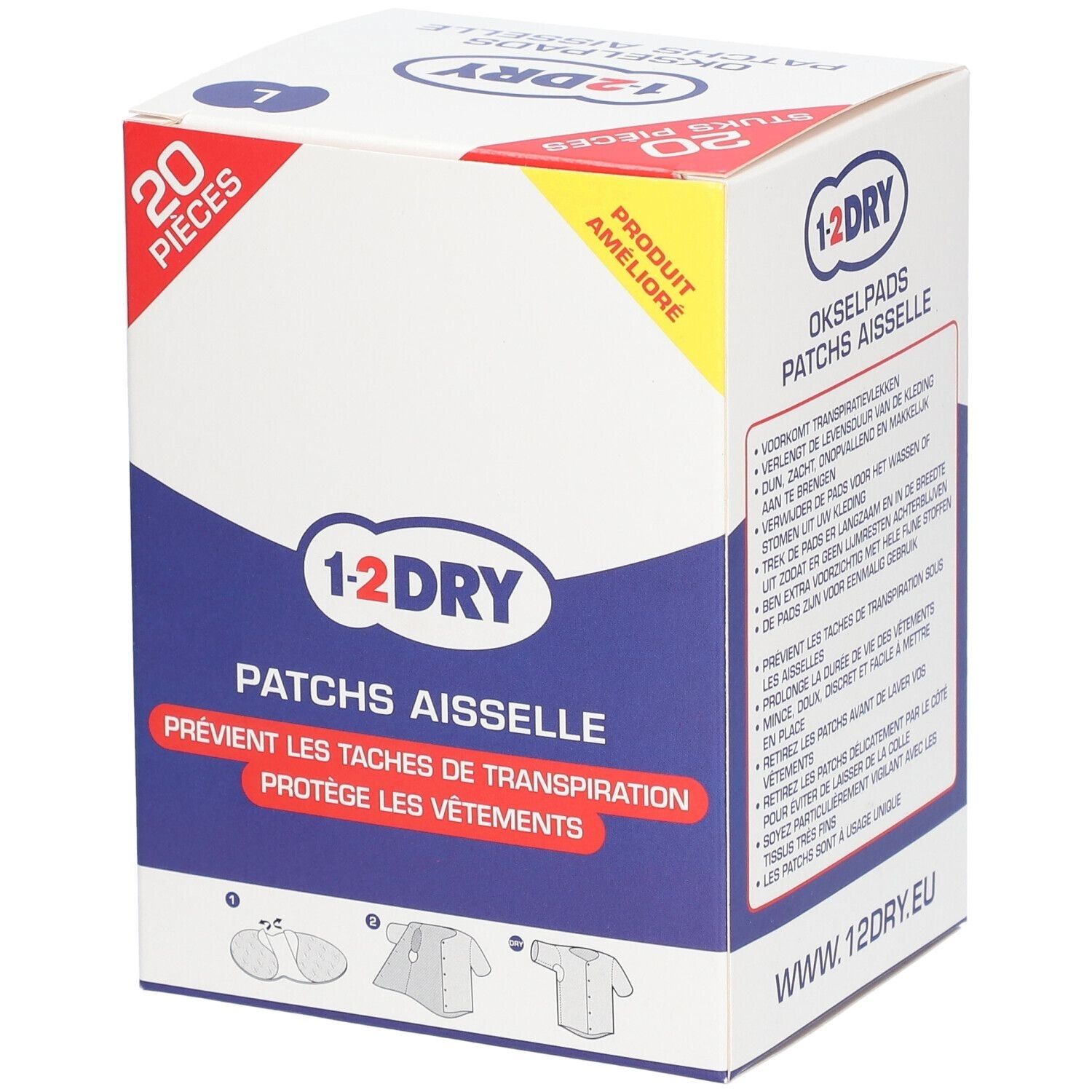 1-2DRY Okselpads Wit Large
