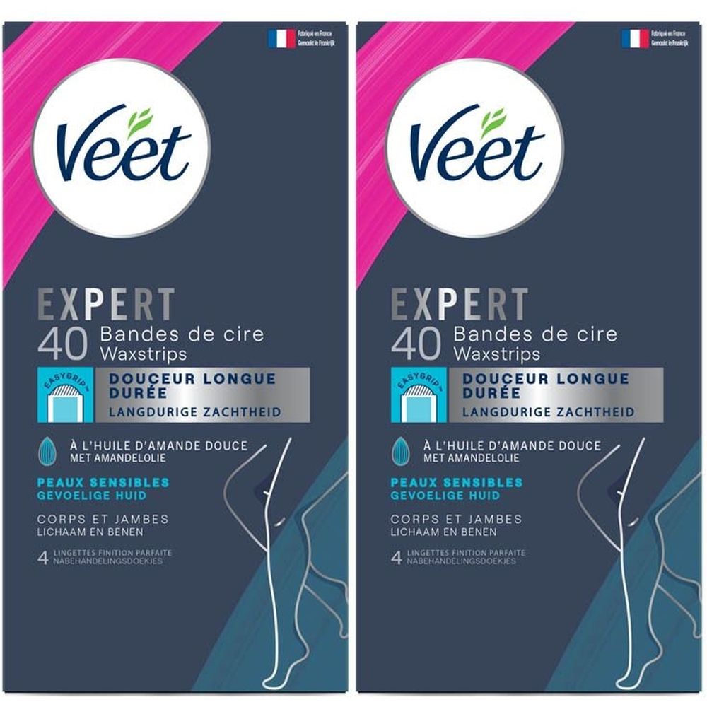 Veet Expert Bandes de Cire Corps et Jambes Peau Sensible