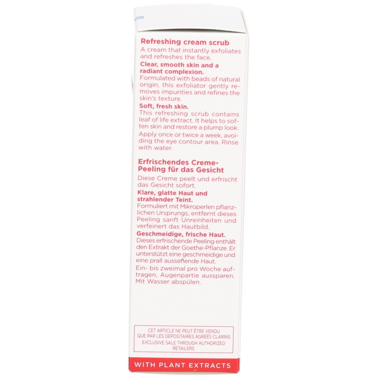 Clarins Fresh Scrub Verpackung: Erfrischendes Creme-Peeling für das Gesicht.