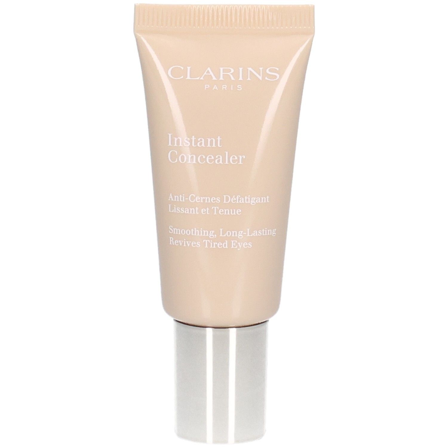 Clarins Instant Concealer in einem hellbeigen Farbton mit silbernem Verschluss.
