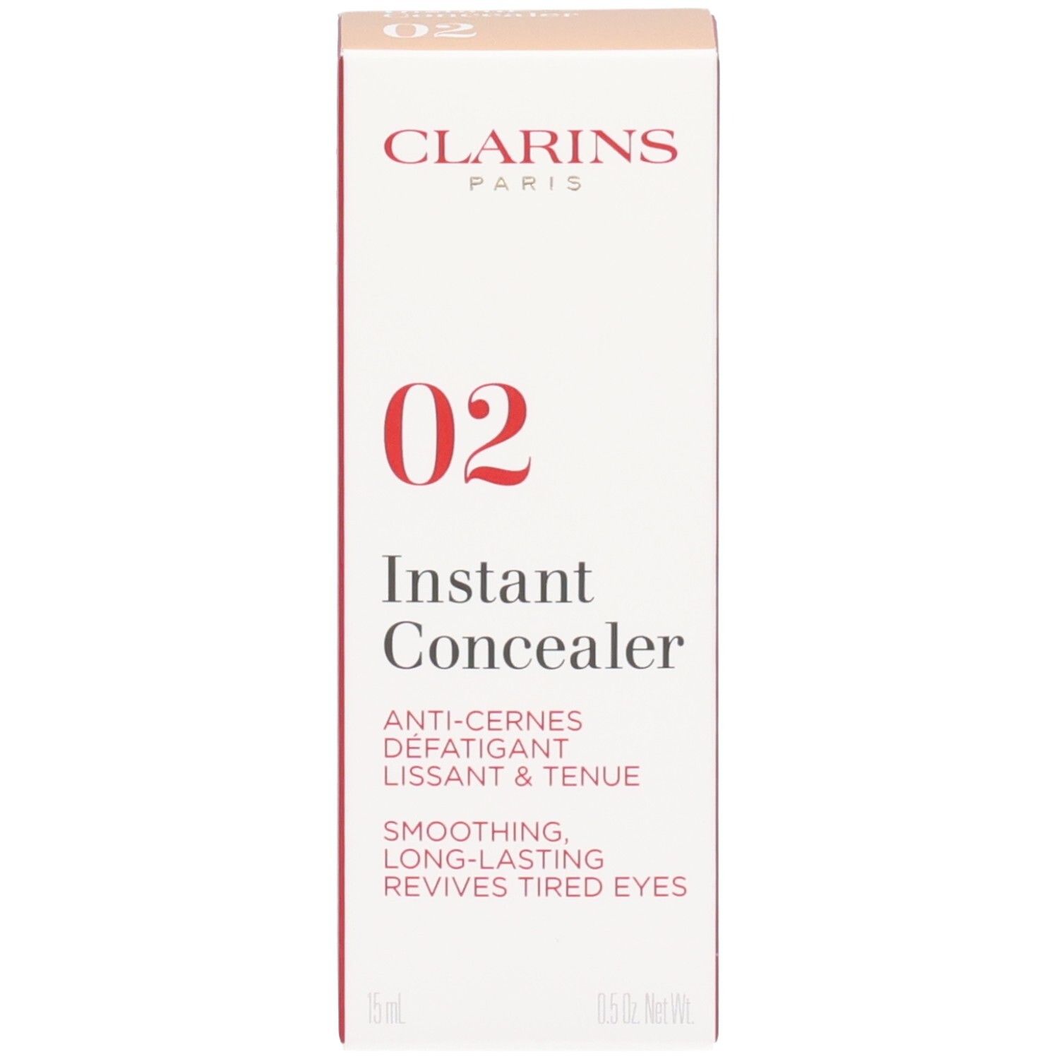 Clarins Instant Concealer 02, 15ml. Glättend, langanhaltend.